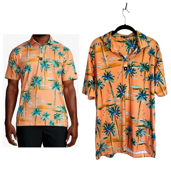 Bad Birdie Other - Bad Birdie Hotel California golf polo palm trees orange blue size large